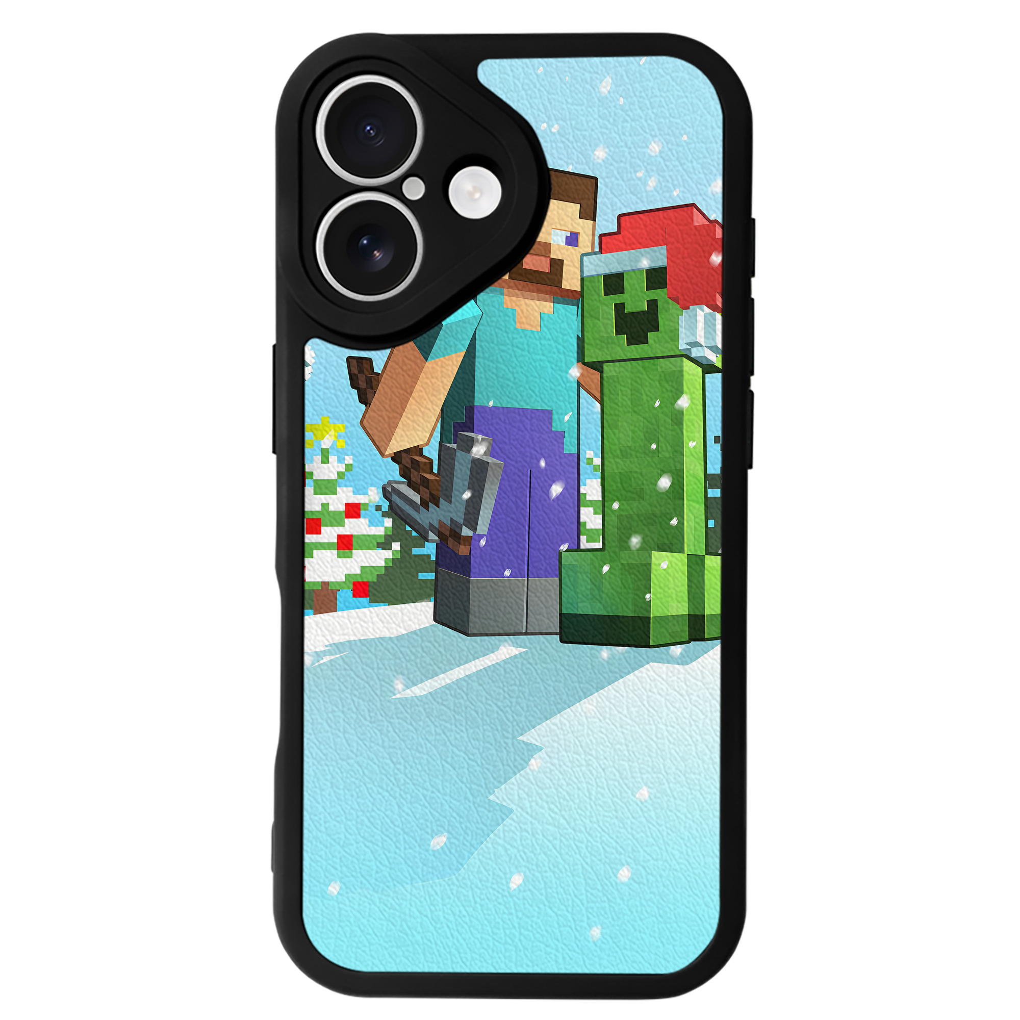 （画像用） マインクラフト ブロックの世界 Minecraft MC Block world 【iPhone 16シリーズ対応】シリコンスマホケース（レザー調） 材質：シリコン